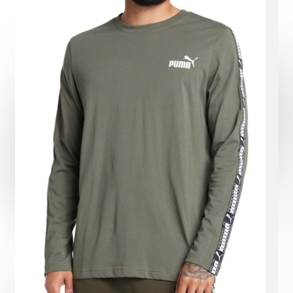 PUMA Long Sleeve Taping Tee Green XXL - Picture 1 of 10